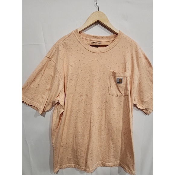 Carhartt T-shirt Mens XLT Loose Fit, Short Sleeve, Lt. Orange, Pocket - Picture 1 of 11